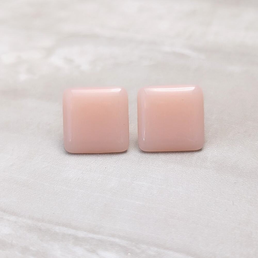 Vintage Avon Clip On Earrings Pink Rounded Square Earrings Stylish Glam